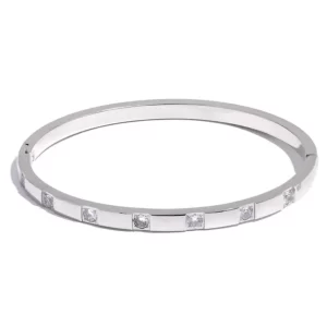 PULSERA PLATEADA CUADROS ZIRCONIA