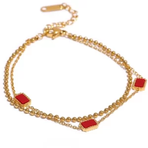 PULSERA CUADROS ROJOS