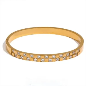 PULSERA CUADROS DOBLE ZIRCONIA